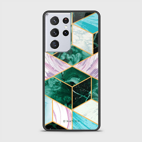 Samsung Galaxy S21 Ultra 5G Cover - O'Nation Shades of Marble Series - HQ Ultra Shine Premium Infinity Glass Soft Silicon Borders Case