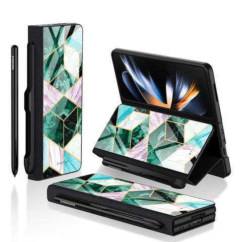 Samsung Galaxy Z Fold 3 5G Cover - O'Nation Shades of Marble Series - HQ Ultra Shine Premium Infinity Glass Soft Silicon Borders Case