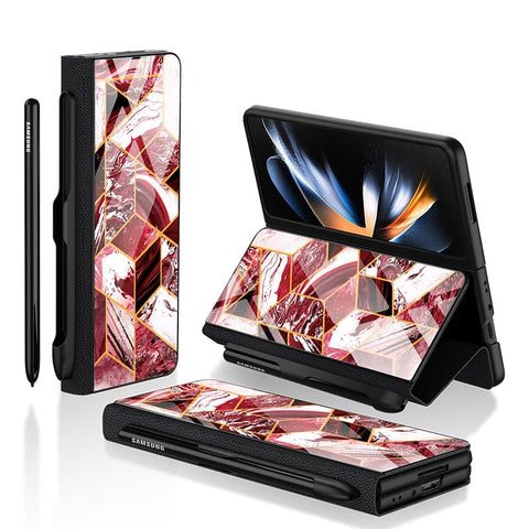 Samsung Galaxy Z Fold 3 5G Cover - O'Nation Shades of Marble Series - HQ Ultra Shine Premium Infinity Glass Soft Silicon Borders Case