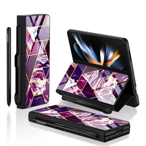 Samsung Galaxy Z Fold 3 5G Cover - O'Nation Shades of Marble Series - HQ Ultra Shine Premium Infinity Glass Soft Silicon Borders Case