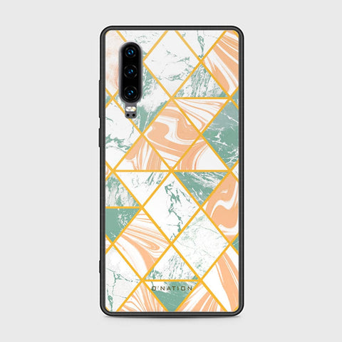 Huawei P30 Cover - O'Nation Shades of Marble Series - HQ Ultra Shine Premium Infinity Glass Soft Silicon Borders Case