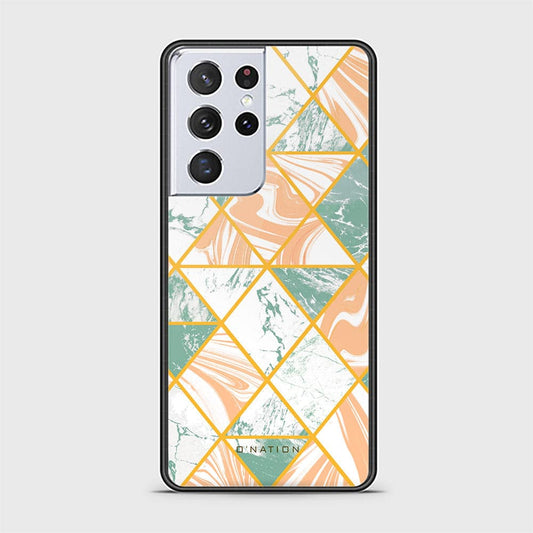 Samsung Galaxy S21 Ultra 5G Cover - O'Nation Shades of Marble Series - HQ Ultra Shine Premium Infinity Glass Soft Silicon Borders Case