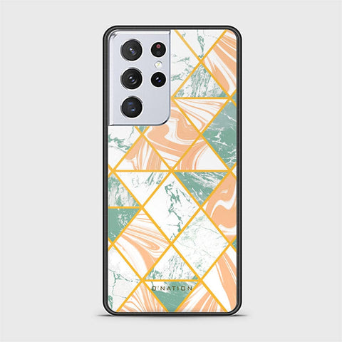 Samsung Galaxy S21 Ultra 5G Cover - O'Nation Shades of Marble Series - HQ Ultra Shine Premium Infinity Glass Soft Silicon Borders Case