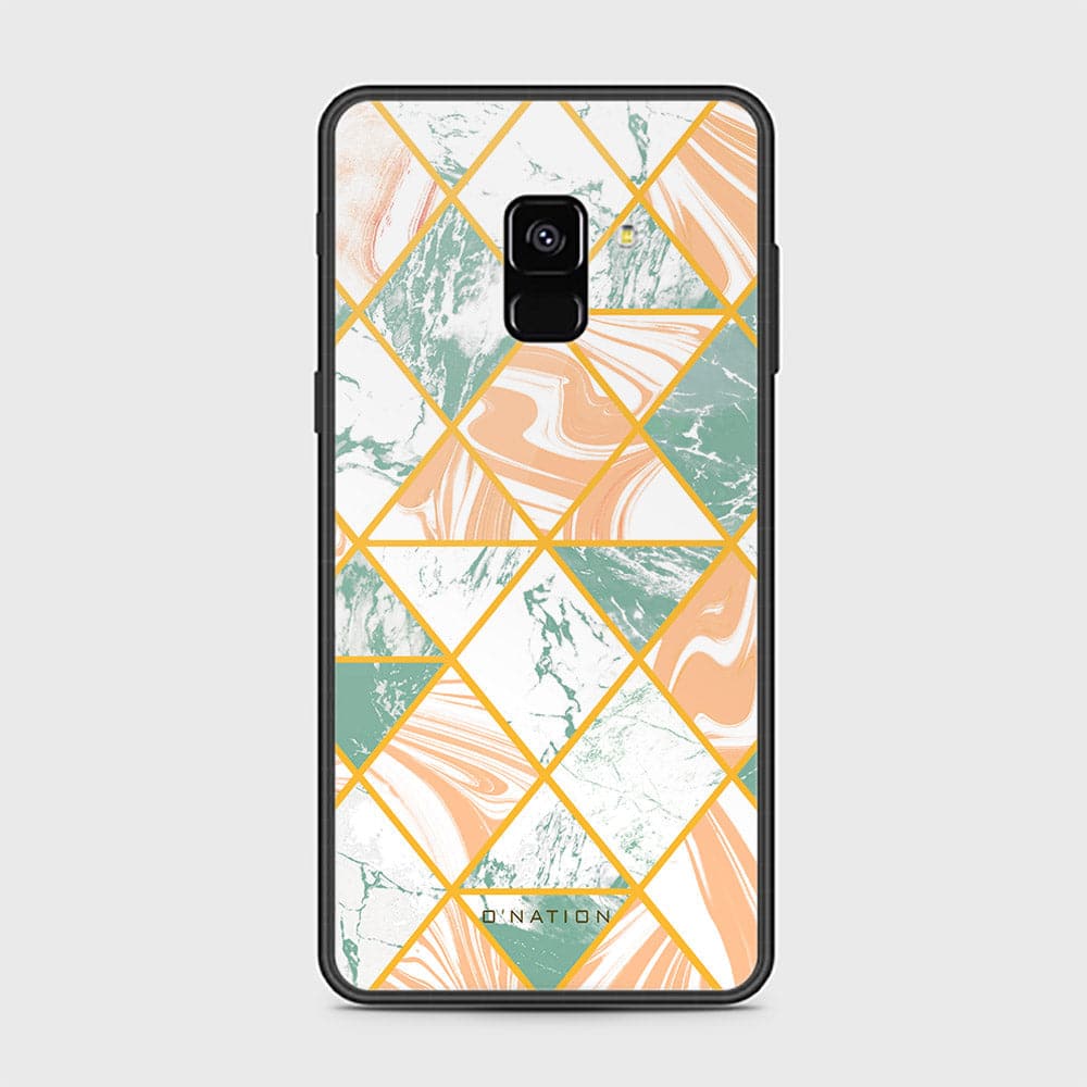 Samsung Galaxy A8 2018 Cover - O'Nation Shades of Marble Series - HQ Ultra Shine Premium Infinity Glass Soft Silicon Borders Case