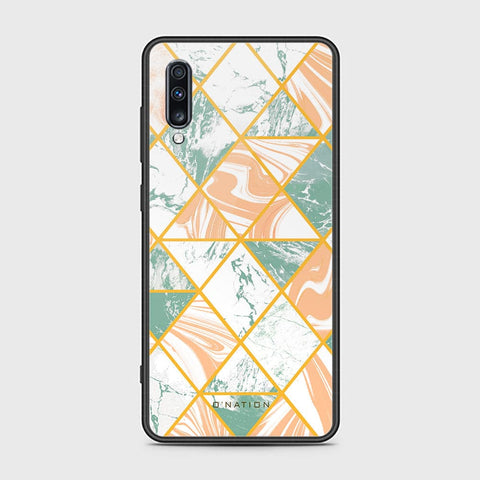 Samsung Galaxy A70 Cover - O'Nation Shades of Marble Series - HQ Ultra Shine Premium Infinity Glass Soft Silicon Borders Case