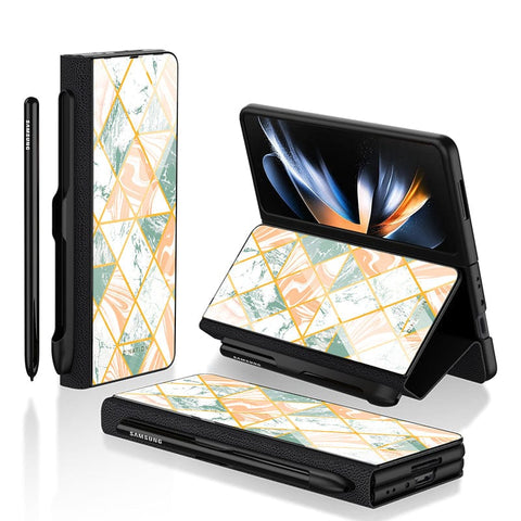 Samsung Galaxy Z Fold 3 5G Cover - O'Nation Shades of Marble Series - HQ Ultra Shine Premium Infinity Glass Soft Silicon Borders Case