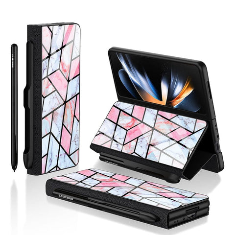 Samsung Galaxy Z Fold 3 5G Cover - O'Nation Shades of Marble Series - HQ Ultra Shine Premium Infinity Glass Soft Silicon Borders Case