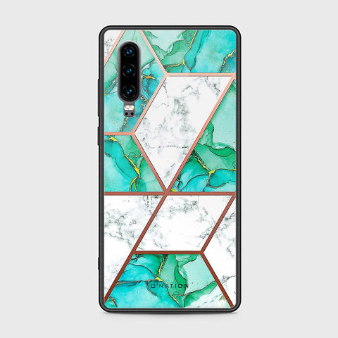 Huawei P30 Cover - O'Nation Shades of Marble Series - HQ Ultra Shine Premium Infinity Glass Soft Silicon Borders Case