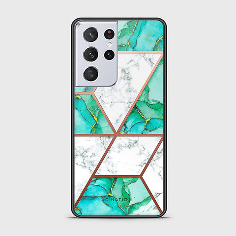 Samsung Galaxy S21 Ultra 5G Cover - O'Nation Shades of Marble Series - HQ Ultra Shine Premium Infinity Glass Soft Silicon Borders Case
