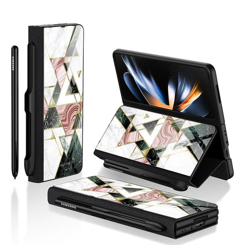 Samsung Galaxy Z Fold 3 5G Cover - O'Nation Shades of Marble Series - HQ Ultra Shine Premium Infinity Glass Soft Silicon Borders Case