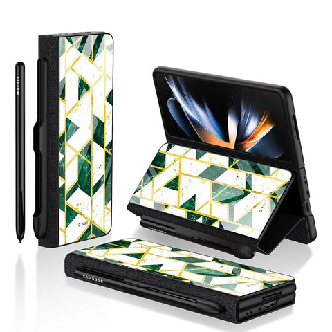 Samsung Galaxy Z Fold 3 5G Cover - O'Nation Shades of Marble Series - HQ Ultra Shine Premium Infinity Glass Soft Silicon Borders Case