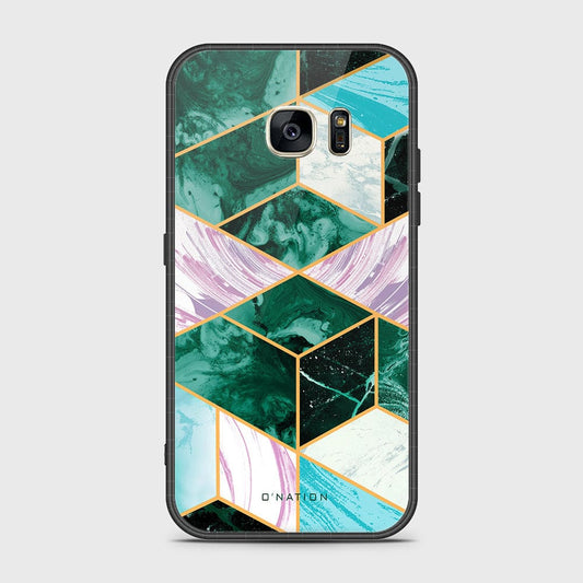 Samsung Galaxy S7 Cover- O'Nation Shades of Marble Series - HQ Ultra Shine Premium Infinity Glass Soft Silicon Borders Case