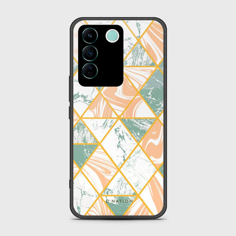 Vivo V27e Cover- O'Nation Shades of Marble Series - HQ Ultra Shine Premium Infinity Glass Soft Silicon Borders Case