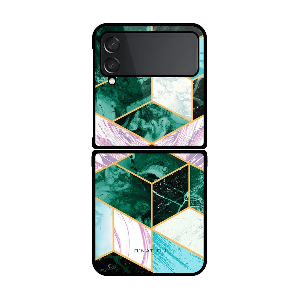 Samsung Galaxy Z Flip 4 5G Cover - O'Nation Shades of Marble Series - D110 - HQ Premium Shine Durable Shatterproof Case - Soft Silicon Borders ( Fast Delivery )