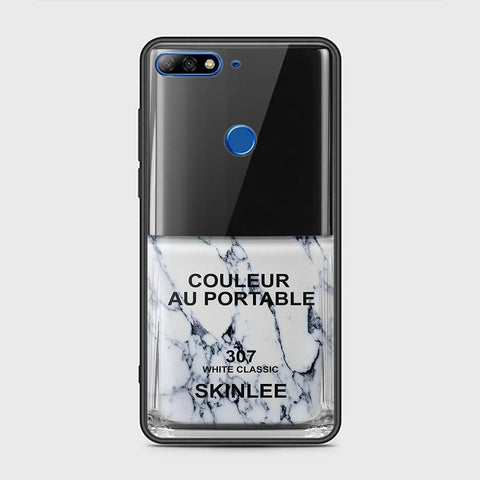 Huawei Y7 2018 Cover - Couleur Au Portable Series - HQ Ultra Shine Premium Infinity Glass Soft Silicon Borders Case