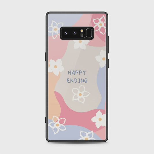 Samsung Galaxy Note 8 Cover - Happy Series - HQ Ultra Shine Premium Infinity Glass Soft Silicon Borders Case