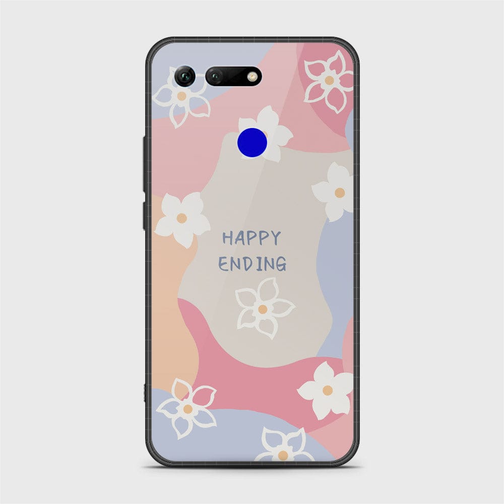 Huawei Honor View 20 Cover - Happy Series - HQ Ultra Shine Premium Infinity Glass Soft Silicon Borders Case