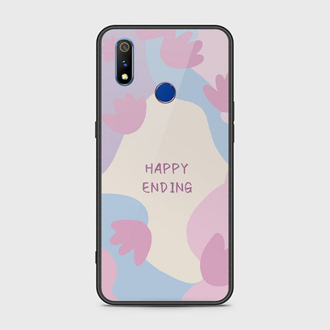 Realme 3 Cover - Happy Series - HQ Ultra Shine Premium Infinity Glass Soft Silicon Borders Case