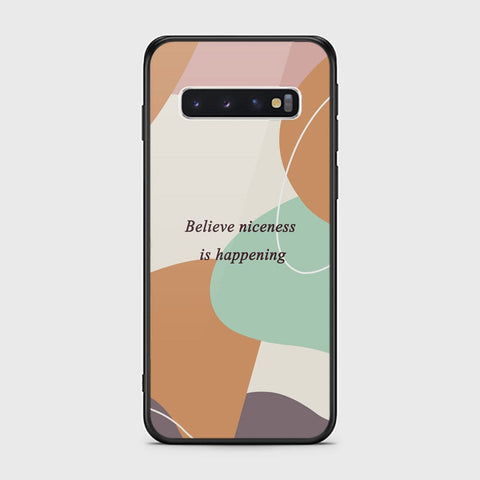 Samsung Galaxy S10 Cover - Happy Series - HQ Ultra Shine Premium Infinity Glass Soft Silicon Borders Case