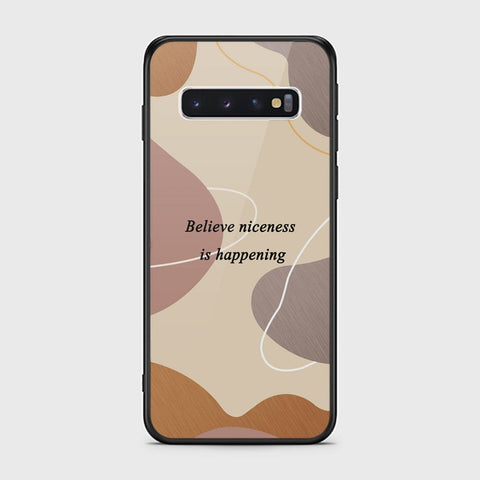 Samsung Galaxy S10 Cover - Happy Series - HQ Ultra Shine Premium Infinity Glass Soft Silicon Borders Case