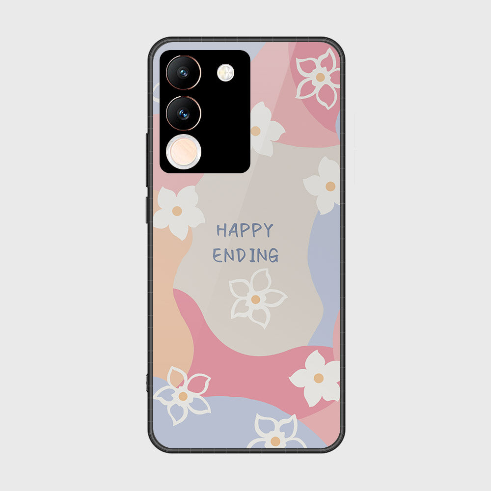 vivo V29e Cover- Happy Series - HQ Ultra Shine Premium Infinity Glass Soft Silicon Borders Case