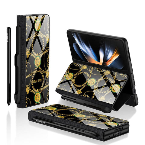 Samsung Galaxy Z Fold 3 5G Cover - Gold Series - HQ Ultra Shine Premium Infinity Glass Soft Silicon Borders Case