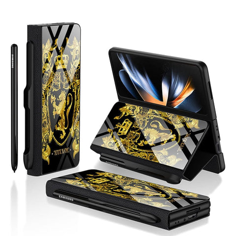 Samsung Galaxy Z Fold 3 5G Cover - Gold Series - HQ Ultra Shine Premium Infinity Glass Soft Silicon Borders Case