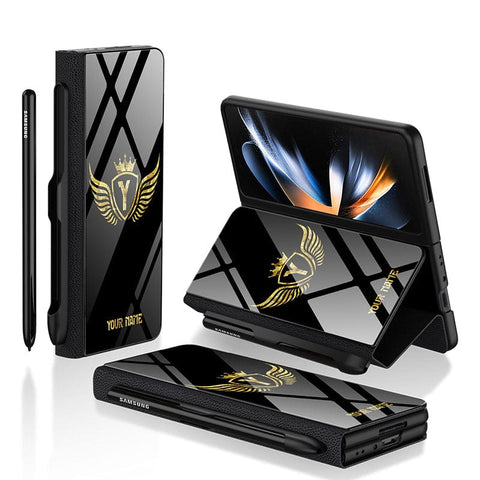 Samsung Galaxy Z Fold 3 5G Cover - Gold Series - HQ Ultra Shine Premium Infinity Glass Soft Silicon Borders Case