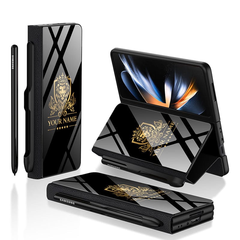 Samsung Galaxy Z Fold 3 5G Cover - Gold Series - HQ Ultra Shine Premium Infinity Glass Soft Silicon Borders Case