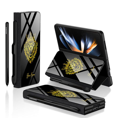 Samsung Galaxy Z Fold 3 5G Cover - Gold Series - HQ Ultra Shine Premium Infinity Glass Soft Silicon Borders Case