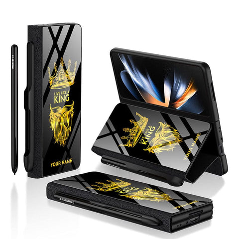 Samsung Galaxy Z Fold 3 5G Cover - Gold Series - HQ Ultra Shine Premium Infinity Glass Soft Silicon Borders Case