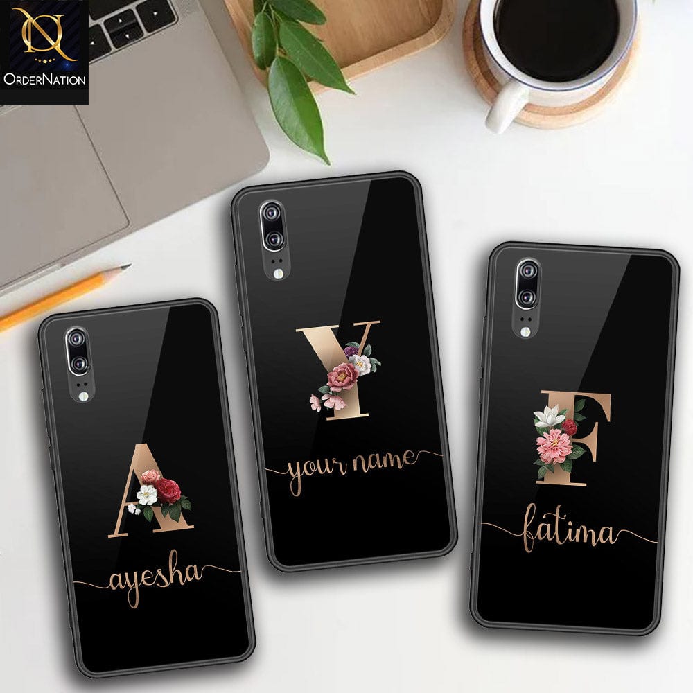 Huawei P20 Cover - Personalized Alphabet Series Series - HQ Ultra Shine Premium Infinity Glass Soft Silicon Borders Case