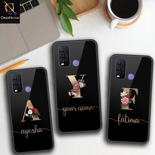 Vivo Y30 Cover - Personalized Alphabet Series Series - HQ Ultra Shine Premium Infinity Glass Soft Silicon Borders Case