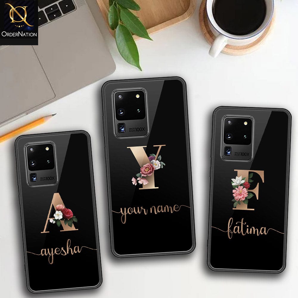 Samsung Galaxy S20 Ultra Cover - Personalized Alphabet Series Series - HQ Ultra Shine Premium Infinity Glass Soft Silicon Borders Case