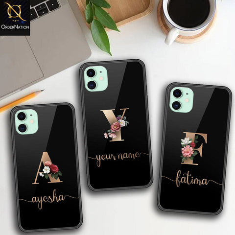 iPhone 11 Cover -Personalized Alphabet Series - HQ Ultra Shine Premium Infinity Glass Soft Silicon Borders Case