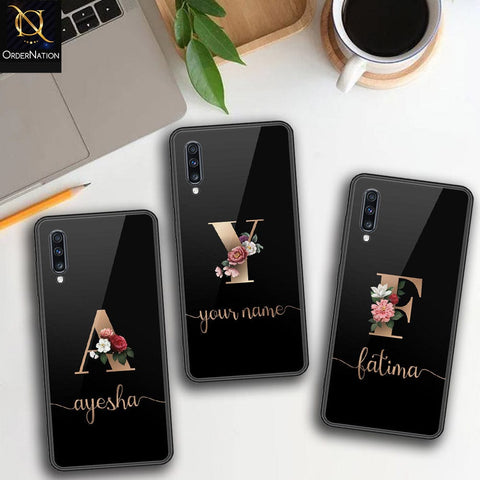 Samsung Galaxy A70 Cover - Personalized Alphabet Series - HQ Ultra Shine Premium Infinity Glass Soft Silicon Borders Case