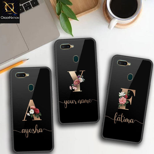 Oppo A7 Cover - Personalized Alphabet Series Series - HQ Ultra Shine Premium Infinity Glass Soft Silicon Borders Case