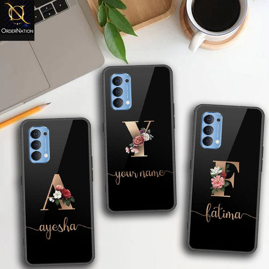 Oppo Reno 4 Cover - Personalized Alphabet Series - HQ Ultra Shine Premium Infinity Glass Soft Silicon Borders Case