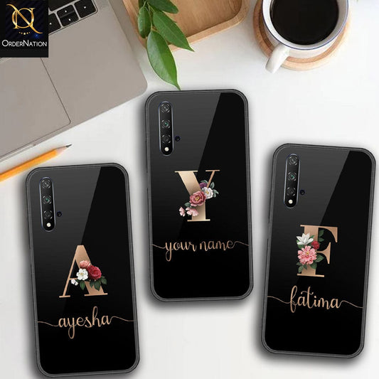 Honor 20 Cover - Personalized Alphabet Series - HQ Ultra Shine Premium Infinity Glass Soft Silicon Borders Case