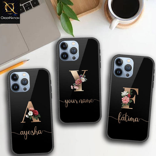 iPhone 14 Pro Max Cover - Personalized Alphabet Series Series - HQ Ultra Shine Premium Infinity Glass Soft Silicon Borders Case