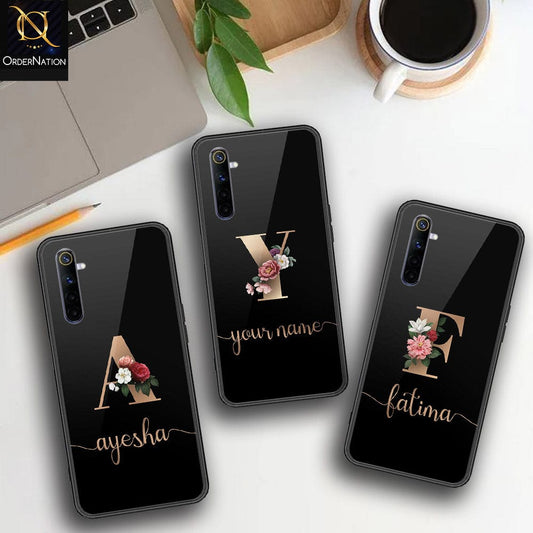 Realme 6 Cover - Personalized Alphabet Series - HQ Ultra Shine Premium Infinity Glass Soft Silicon Borders Case