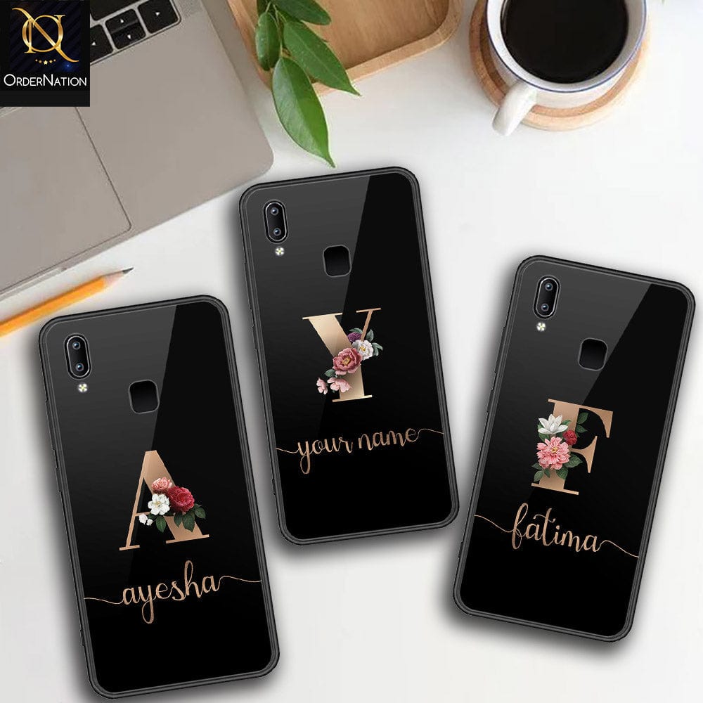 Vivo Y95 Cover - Personalized Alphabet Series - HQ Ultra Shine Premium Infinity Glass Soft Silicon Borders Case