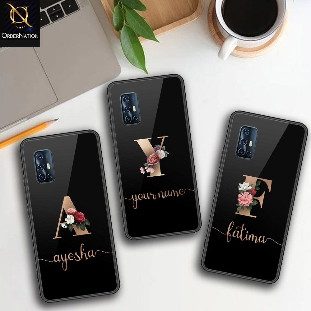 Vivo V17 Cover - Personalized Alphabet Series - HQ Ultra Shine Premium Infinity Glass Soft Silicon Borders Case