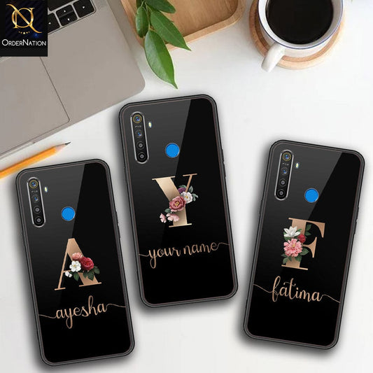 Realme 5 Cover - Personalized Alphabet Series Series - HQ Ultra Shine Premium Infinity Glass Soft Silicon Borders Case