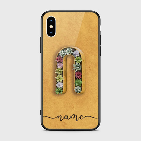 iPhone XS / X Cover -Personalized Alphabet Series - HQ Ultra Shine Premium Infinity Glass Soft Silicon Borders Case