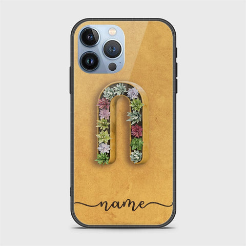 iPhone 14 Pro Max Cover - Personalized Alphabet Series - HQ Ultra Shine Premium Infinity Glass Soft Silicon Borders Case