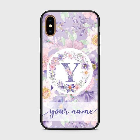 iPhone XS Max Cover -Personalized Alphabet Series - HQ Ultra Shine Premium Infinity Glass Soft Silicon Borders Case