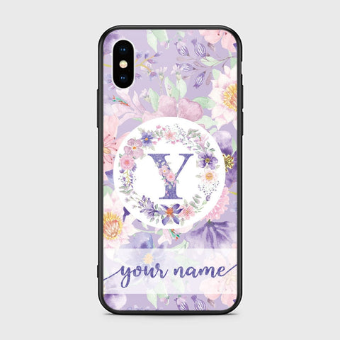 iPhone XS / X Cover -Personalized Alphabet Series - HQ Ultra Shine Premium Infinity Glass Soft Silicon Borders Case