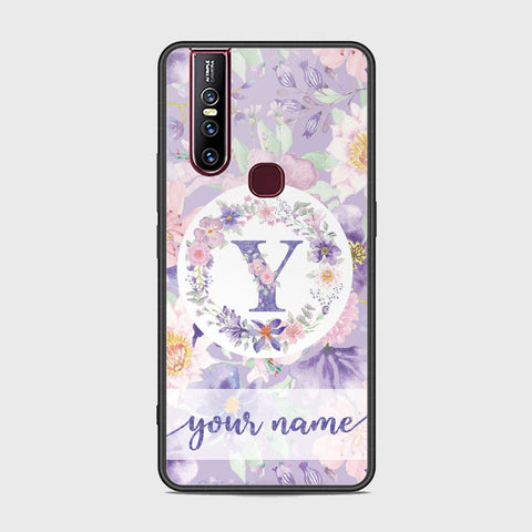 Vivo V15 Cover - Personalized Alphabet Series - HQ Ultra Shine Premium Infinity Glass Soft Silicon Borders Case