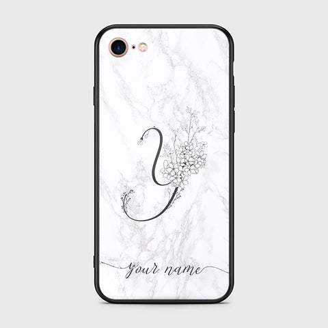 iPhone 8 / 7 Cover -Personalized Alphabet Series - HQ Ultra Shine Premium Infinity Glass Soft Silicon Borders Case